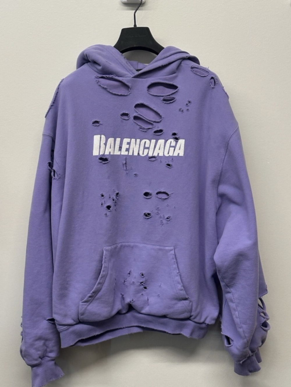 Balenciaga Light Purple Distressed Hoodie